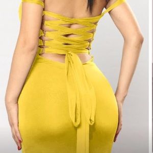 Yellow dress with tie back